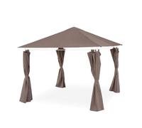 Alice's Garden - Ensemble Complet Toile de Toit et Rideaux Taupe pour tonnelle 3x3 m Elusa - Toile de Rechange pergola. Toile de Remplacement