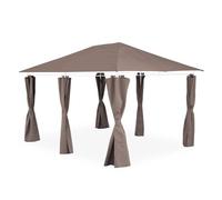 Ensemble complet toile de toit et rideaux taupe pour tonnelle 3x4m Divio - toile de rechange pergola. toile de remplacement