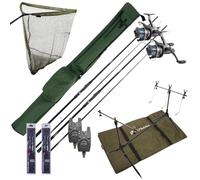 Ensemble Complet Ultimate Carpe avec Cannes, Moulinets Débrayables, Rod Pod, Détecteurs De Touche Et Ensemble De Bas De Ligne - Ensemble Carpe