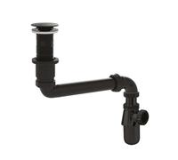 Ensemble complet universel pour lavabo avec siphon déporté, tubulure et bonde, noire