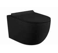 Ensemble complet WC noir sans rebord avec siège à fermeture amortie pour élément de façade, réservoir encastré, réservoir de chasse encastré en céramique, réservoir de chasse mural, ensemble de