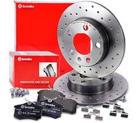 Ensemble composé de 1x Jeu de plaquettes de frein arrière, 2x Disque de frein arrière entièrement perforé 40438454 Compatible avec: AUDI A1, A1 Sportback, A2, A3, TT, TT Roadster, SEAT CORDOBA