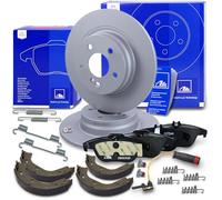 Ensemble composé de Disques de frein +plaquettes de frein +contact +kit de mâchoires de frein à main arrière 40637600 Compatible avec: MERCEDES-BENZ C-CLASS (W204), MERCEDES-BENZ C-CLASS Coupe (C204)