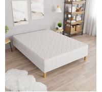 Ensemble CONFORT+ sommier + matelas 140x190 cm, hauteur 17 cm, mousse polyuréthane, confort équilibré, 4 pieds inclus.