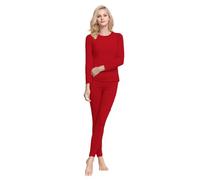 Ensemble confortable pour femme - Sous-vêtements thermiques pour femme - Haut et bas d'hiver - Sous-vêtements de ski chauds pour la maison - Vêtements de base d'intérieur - Tenues cadeaux, Rouge, 5XL