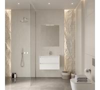 Ensemble CONSTRUCTA - Meuble 2 TIROIRS 60cm BLANC + Plan céramique 60 cm + Miroir 60x80 cm + Spot led - BANHOAZIS - CONJ7863