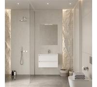 Ensemble CONSTRUCTA - Meuble 2 TIROIRS 60cm BLANC + Plan céramique 60 cm + Miroir 60x80 cm + Spot led - BANHOAZIS - CONJ7863