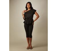 Ensemble coordonné deux pièces avec top à volants épaules dénudées et bordure en dentelle et leggings Capri, tenue de fête d'été L,M,S,XL,XS,XXL,XXS,XXXL,XXXXLUnicoloreTissu tricoté