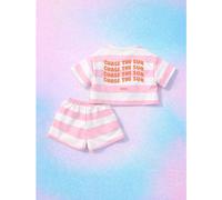 Ensemble coordonné rayé pour filles d'été, haut à manches courtes "Chase the Sun" et short assorti 6Y,7Y,4Y,5YRayéPolyester