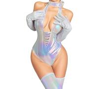 Ensemble Coquin Body Chat avec Accessoires - Tenue Douce et séduisante pour Jeux de rôle féminins - Parfaite Les Nuits romantiques & Moments passionnés - Éveillez Vos fantasmes (White, A)