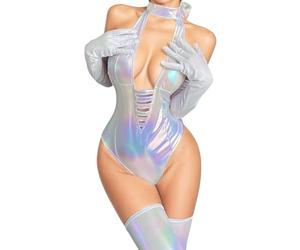 Ensemble Coquin Body Chat avec Accessoires - Tenue Douce et séduisante pour Jeux de rôle féminins - Parfaite Les Nuits romantiques & Moments passionnés - Éveillez Vos fantasmes (White, A)