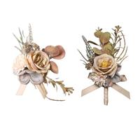Ensemble corsage et boutonnière, corsage de poignet de fleurs de danse - 2x COURS CORSE Fleurs artificielles, bracelet floral de bracelet artificiel, boutonnière, décoration à la main pour la danse de