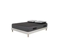 - Ensemble Cosmos Black mousse accueil mémoire - 140x190 et 2 Oreiller viscos 60x60 - Sommier Blanc