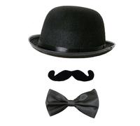 (Ensemble)Cosplay Magicien Chapeaux Fausse Moustache pour Hommes Modern Times Magicien Chapeau Nœud