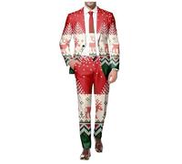 Ensemble Costume Et Pantalon Homme Noel De Noël Élégant Père Vert Sapin Festif Veste Stretch Confort Droit Réception Gala Joyeuses Fêtes Tissu Respirant Confortable Survêtement pour Tenue Fête
