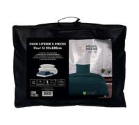 Ensemble Couette Et Parure 5 Pièces Boheme Bleu Canard Pour Lit En 90x190 Cm, Par Soleil D'ocre