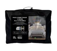 Ensemble couette et parure 5 Pièces THALES moutarde pour lit en 90x190 cm, par Soleil d'ocre