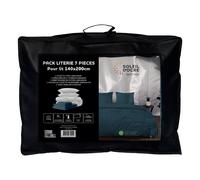 Ensemble Couette Et Parure 7 Pièces Boheme Bleu Canard Pour Lit En 140x200 Cm, Par Soleil D'ocre