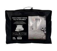 Soleil d'ocre, Ensemble Couette et Parure 7 Pièces Boheme Lin pour lit en 140x190 cm