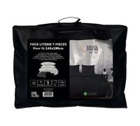 Soleil d'ocre, Ensemble Couette et Parure 7 Pièces Boheme Noir pour lit en 140x190 cm