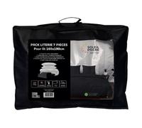 Soleil d'ocre, Ensemble Couette et Parure 7 Pièces Boheme Noir pour lit en 160x200 cm