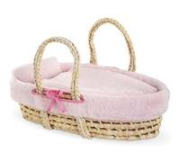 Ensemble Couffin Peluche Rose pour poupon de 36 et 42 cm Beige