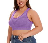 Ensemble Coupe Couture Women's Breathable Plus Size No Underwire No Marks Hollow Bra Thin Yoga Underwear Body en Dentelle (Purple, XXL)