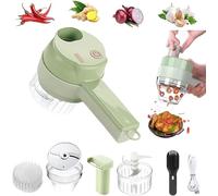 Ensemble coupe-légumes électrique à main 4 en 1, mini broyeur électrique multifonctionnel presse-ail hachoir, robot de cuisine portable avec brosse, pour ail, piment, oignon, gingembre, céleri, viande