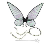 Ensemble Couronne Florale et Baguette étoile Argentée, Aile de Fée, Accessoire de Costume Unique pour Filles de Fleurs et Productions Théâtrales, Ajustement Léger et Réglable (BLACK)
