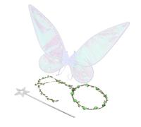 Ensemble Couronne Florale et Baguette étoile Argentée, Aile de Fée, Accessoire de Costume Unique pour Filles de Fleurs et Productions Théâtrales, Ajustement Léger et Réglable (WHITE)