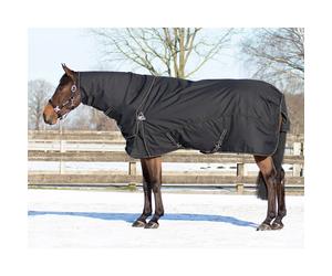 Ensemble couverture combo - sous couverture - couvre-cou QHP Turnout Noir 130 cm (Longueur totale: 175 cm)
