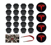 Ensemble Couverture De Roue Capuchon de Moyeu Central Magic Select, Compatible avec Tesla Voiture Modèle 3. (4 enjoliveurs centraux + 20 Capuchons d'écrou)