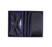 Ensemble cravate complet et assorti 5 pièces | Cravate fine 6cm, Nœud papillon, Pochette 35x35 cm, Boutons de manchette et pince à cravate couleur argent | Coffret cadeau idéal pour homme