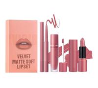 Ensemble crayon à lèvres et rouge à lèvres - à liquide mat avec crayon à | 3X Lipliner Set à velours pour une application douce | Ensemble cosmétique de maquillage