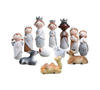Ensemble Crèche de Noël avec Mangeoire - Statuette Religieuse De La Sainte Famille En Résine Pour Crèche,Statuettes Miniatures De La Sainte Famille | pour Table Bureau Plan de Travail Étagère