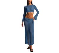 Ensemble Crochet 2 Pièces pour Femme, Couverture Bikini Et Jupe Cravate Évidée, Top Dentelle Ajouré Cache-Maillot De Bain, Parfait pour Piscine Ou Plage