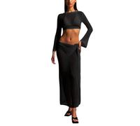 Ensemble Crochet 2 Pièces pour Femme, Couverture Bikini Et Jupe Cravate Évidée, Top Dentelle Ajouré Cache-Maillot De Bain, Parfait pour Piscine Ou Plage