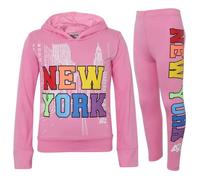 Ensemble Crop & Legging New York Imprimé Encapuchonné pour Enfants Filles - Rose - Manches Longues 5-6 ans