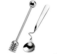 Ensemble Cuillère à Miel : Design Courbé Anti-Dégouttement, Lave-Vaisselle, pour Pot Café Thé, 16cm