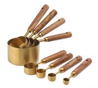 Ensemble Cuillères Mesure Or Acier pour bois Ensemble Cuillères | Manches en pour bois naturel, pour prise ergonomique, confortable même mains mouillées, sécurité améliorée
