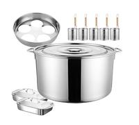 Ensemble cuiseur à pâtes multi-pots en acier inoxydable | Cuiseur vapeur, passoires avec séparateur à 5 trous, marmite de 45 cm et panier à 5 passoires | Pour restaurants et stands de restauration