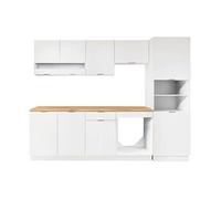 Ensemble cuisine complète + colonne - Blanc et Naturel - CARMEO