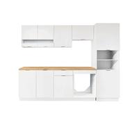 Ensemble cuisine complète + colonne - Blanc et Naturel - CARMEO