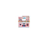 VEVOR Cuisine pour enfants en bois, 24 pièces – Lumières, sons, four, micro-ondes – Rose