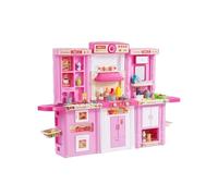 VEVOR Cuisine pour enfants, ensemble cuisine 3 en 1 pour tout-petits avec pulvérisation simulée, sons, lumières, accessoires de cuisine 74 PCS pour enfants d'âge préscolaire, enfants 3-8 ans, rose