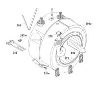 Ensemble cuve, Tambour ( repère 203a ) Machine à laver, Lave-linge 49121676, 41050204 CANDY, HOOVER, ROSIERES