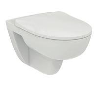 Ensemble cuvette WC suspendue Ideal Standard i.life A, WC suspendu avec chasse d'eau complète CL1 3,9-6 l/min, sortie horizontale, sans bride, gain de place - Blanc (365 x 545 x 370 mm)