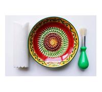 Ensemble d& 39 assiettes à râpe 2733 céramique couleurs assorties (vert ou jaune) 1 jeu