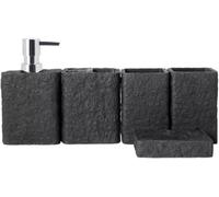 Ensemble D’Accessoires De Salle De Bain, 5 Paquets D’Accessoires De Salle De Bain Ensemble De Décoration De Comptoir De Salle De Bain en Grès Ornement pour Accessoire, Black, 16.5cm