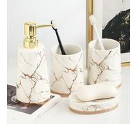 Ensemble D’Accessoires De Salle De Bain,Ensemble D’Accessoires De Salle De Bain en Céramique,Distributeur De Savon De Salle De Bain Et Ensemble De Porte-Brosse à Dents,ensem, Green